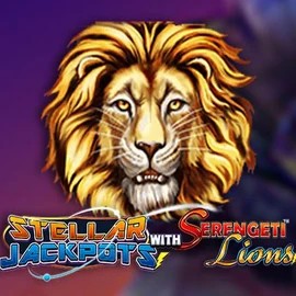 Stellar Jackpots with Serengeti Lions online game logo by Lightning Box Game on fridayrollcasinoo.eu